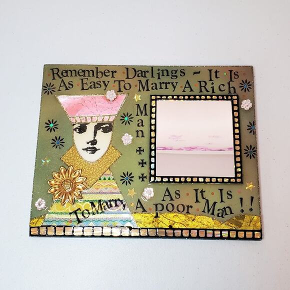 **SOLD** Handcrafted Decorative Witty Message Mirror Frame - Picture 2 of 8